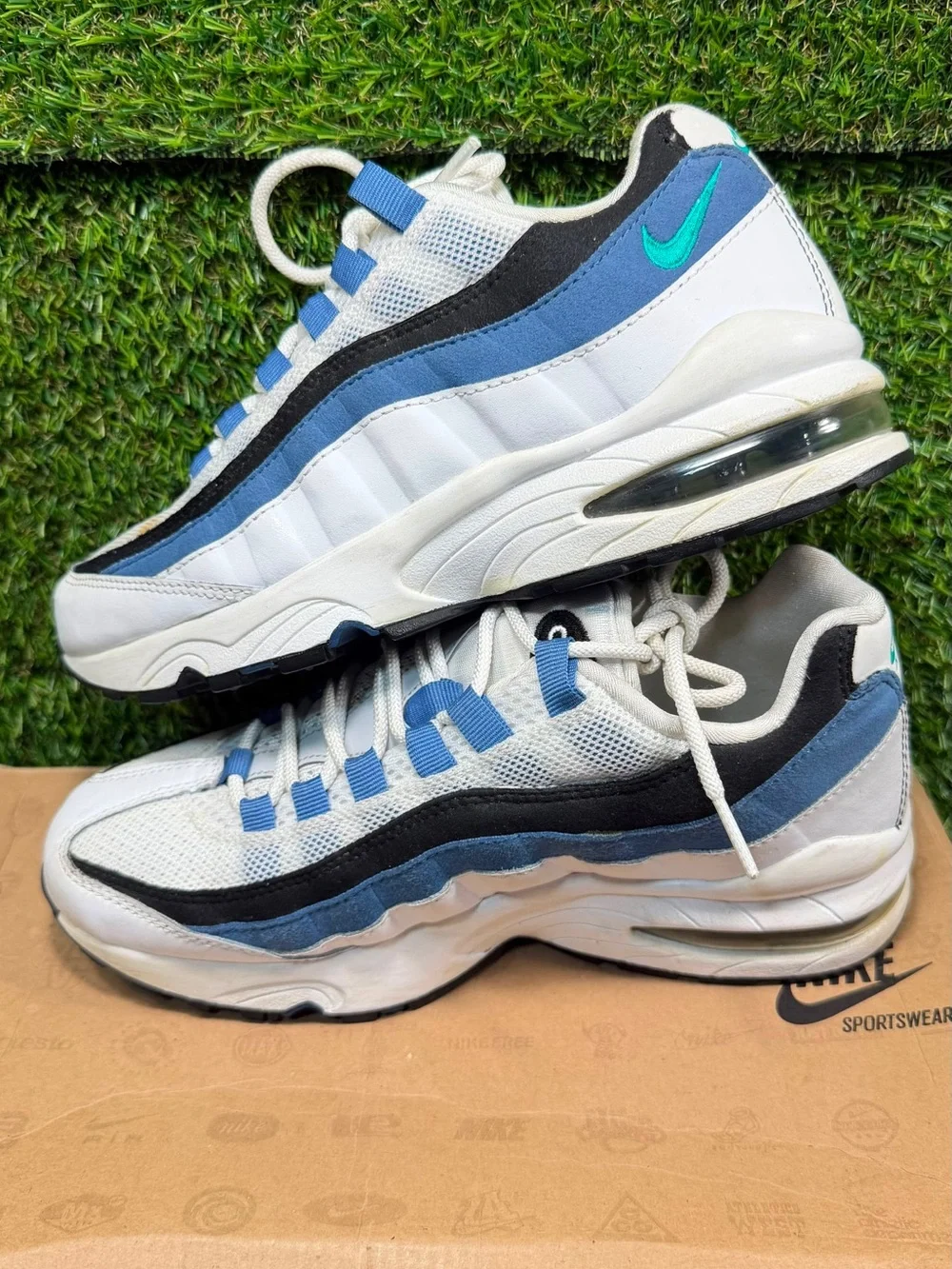 Nike Air Max 95 GS New Green Blue Slate 307565-105 Size 5Y Vintage 2009 OG Box